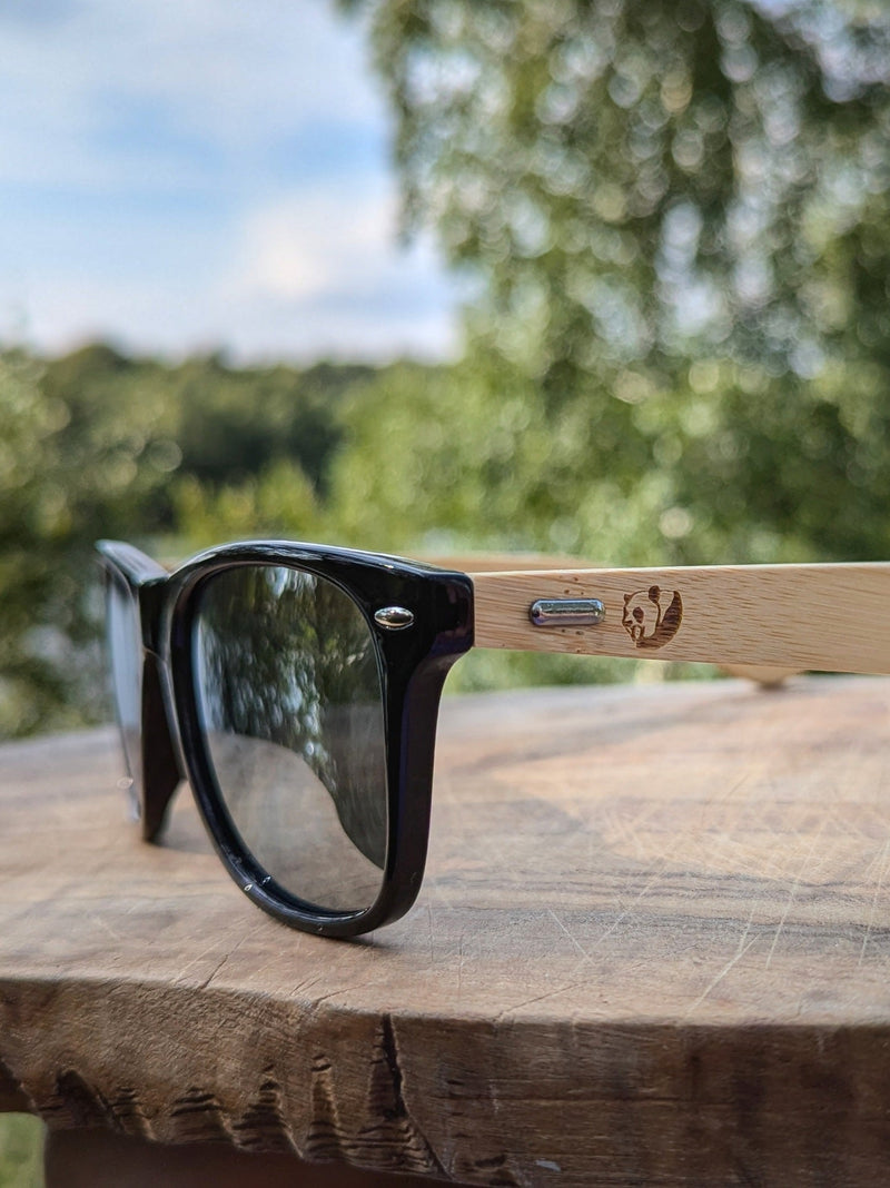 Bamboo Panda Sunglasses with Grey Mirrored Polarized lenses and UV400 Protection Street Panda