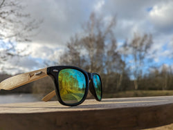 Eco‑Friendly Bamboo Panda Sunglasses | Wayfarer Style, Mirrored Yellow, Polarised UV400 Lens Street Panda