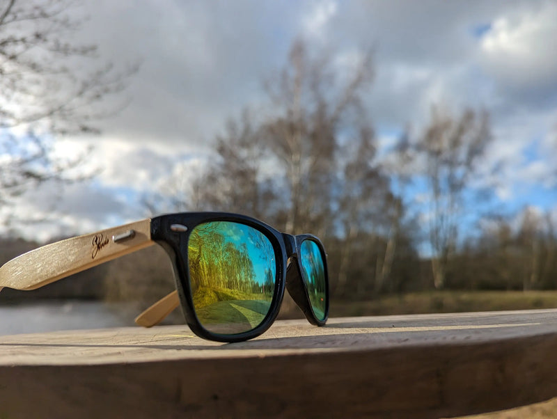 Eco‑Friendly Bamboo Panda Sunglasses | Wayfarer Style, Mirrored Yellow, Polarised UV400 Lens Street Panda