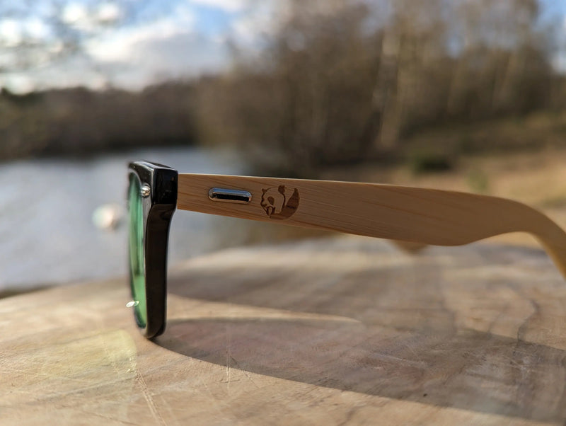 Eco‑Friendly Bamboo Panda Sunglasses | Wayfarer Style, Mirrored Yellow, Polarised UV400 Lens Street Panda