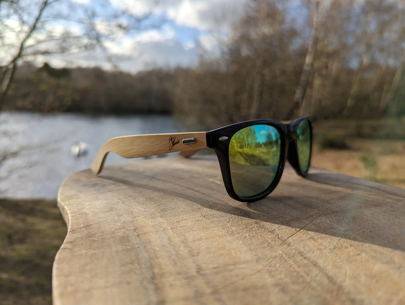 Eco‑Friendly Bamboo Panda Sunglasses | Wayfarer Style, Mirrored Yellow, Polarised UV400 Lens Street Panda