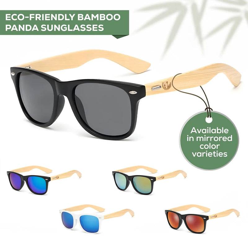 Eco‑Friendly Bamboo Panda Sunglasses | Wayfarer Style, Polarised UV400 Lens Street Panda