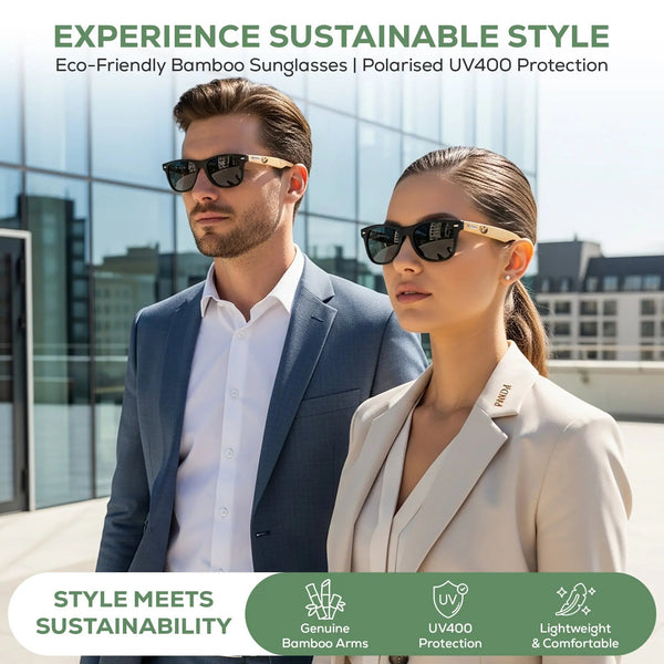 Eco‑Friendly Bamboo Panda Sunglasses | Wayfarer Style, Polarised UV400 Lens Street Panda