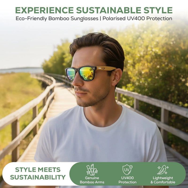 Eco‑Friendly Bamboo Panda Sunglasses | Wayfarer Style, Polarised UV400 Lens Street Panda