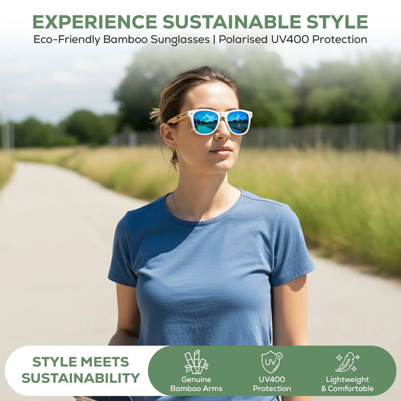 Eco‑Friendly Bamboo Panda Sunglasses | Wayfarer Style, Polarised UV400 Lens Street Panda