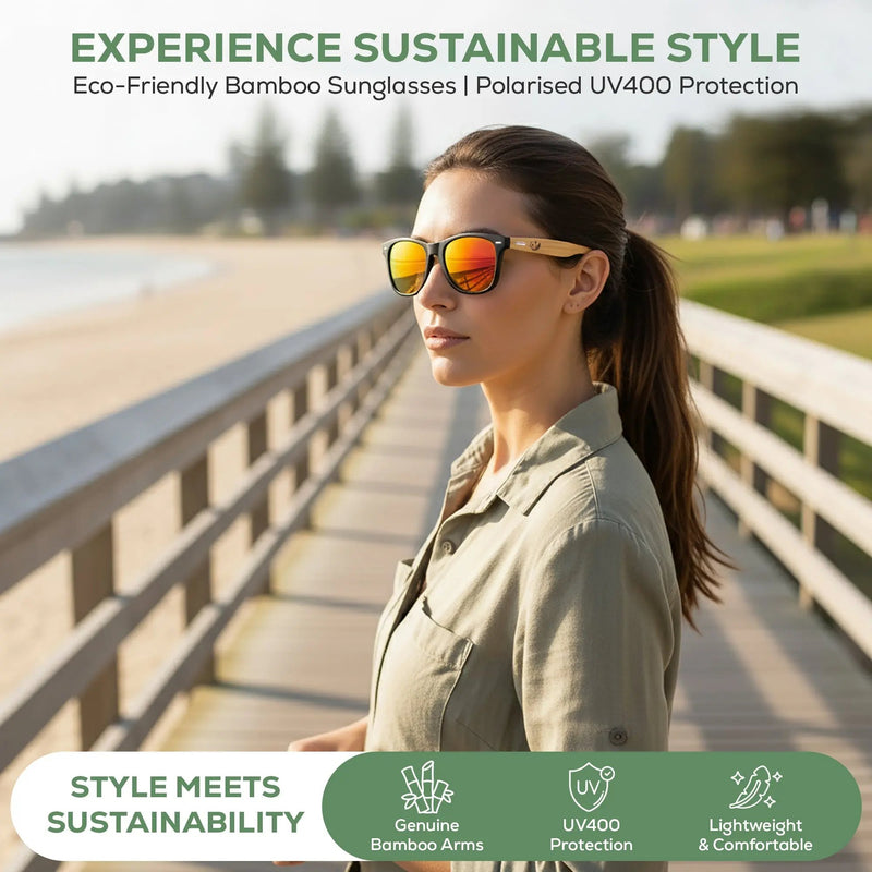 Eco‑Friendly Bamboo Panda Sunglasses | Wayfarer Style, Polarised UV400 Lens Street Panda