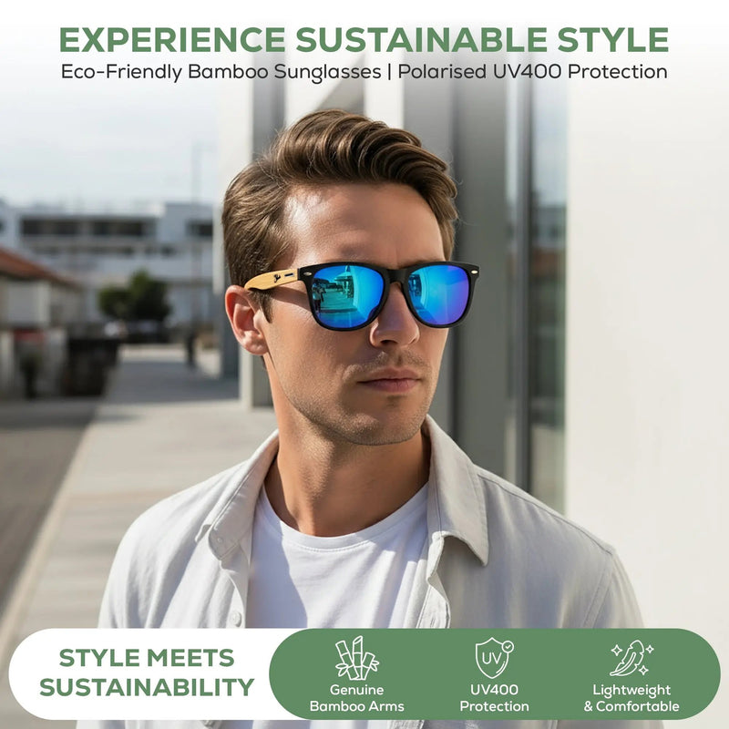 Eco‑Friendly Bamboo Panda Sunglasses | Wayfarer Style, Polarised UV400 Lens Street Panda