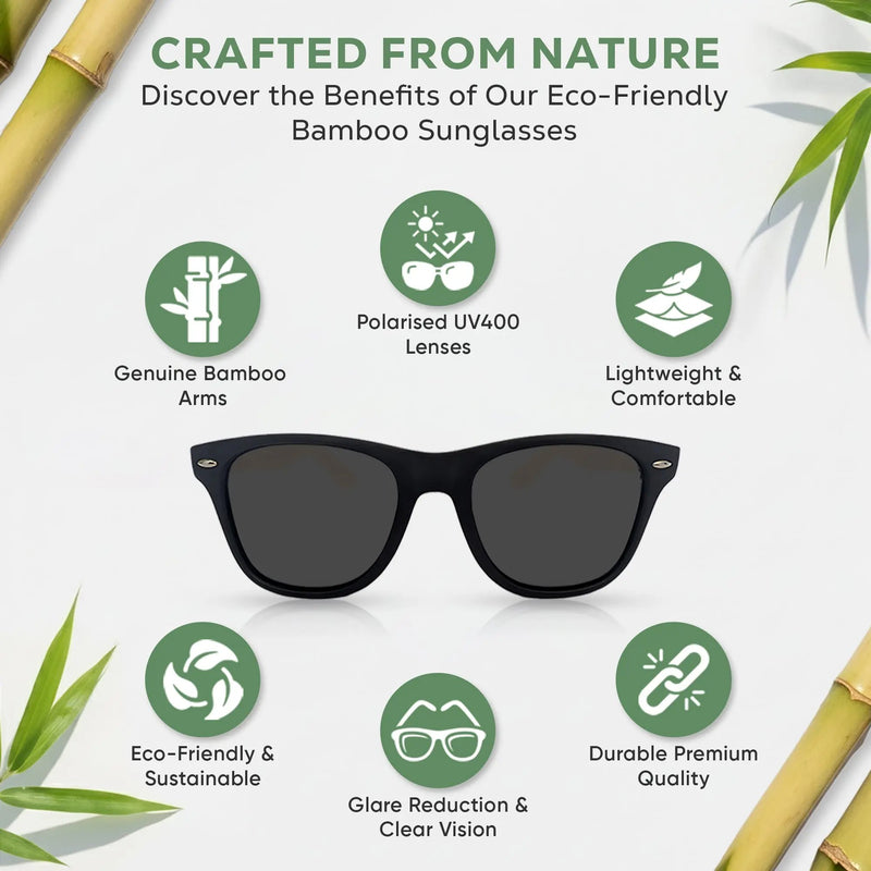 Eco‑Friendly Bamboo Panda Sunglasses | Wayfarer Style, Polarised UV400 Lens Street Panda