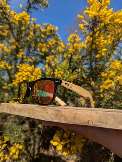 Eco‑Friendly Bamboo Panda Sunglasses | Wayfarer Style, Red Mirrored, Polarised UV400 Lens Street Panda