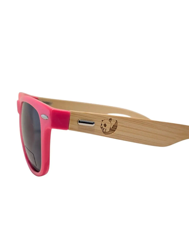 Handmade Pink Bamboo Panda Sunglasses with clear Polarised UV400 Lenses Street Panda Clothing
