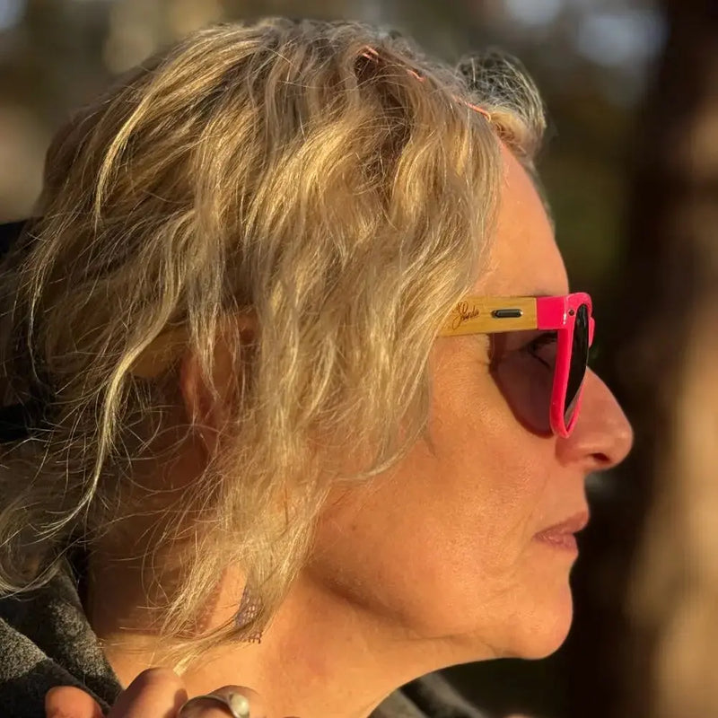 Handmade Pink Bamboo Panda Sunglasses with clear Polarised UV400 Lenses Street Panda Clothing