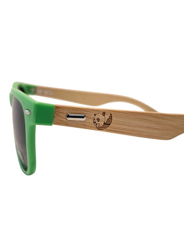 Handmade Green Bamboo Panda Sunglasses with clear Polarised UV400 Lenses Street Panda Clothing