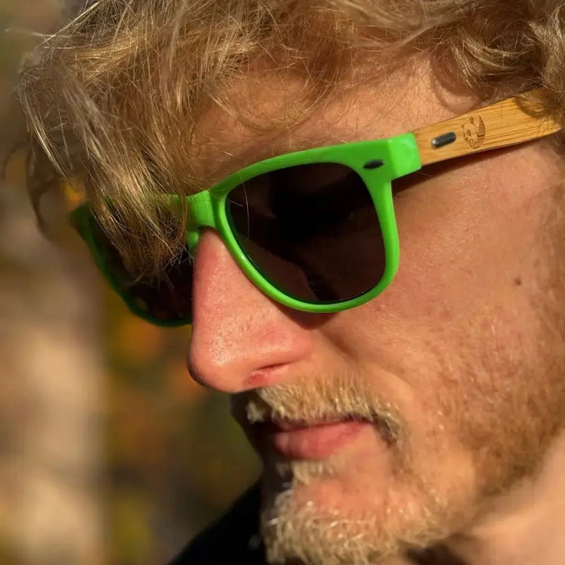 Handmade Green Bamboo Panda Sunglasses with clear Polarised UV400 Lenses Street Panda Clothing