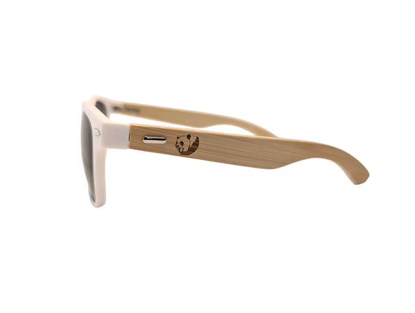 Handmade White Bamboo Panda Sunglasses with clear Polarised UV400 Lenses Street Panda Clothing