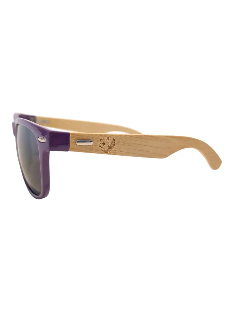 Handmade Purple Bamboo Panda Sunglasses with clear Polarised UV400 Lenses Street Panda Clothing