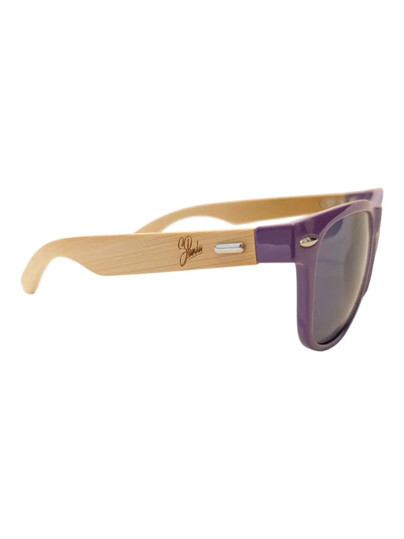 Handmade Purple Bamboo Panda Sunglasses with clear Polarised UV400 Lenses Street Panda Clothing