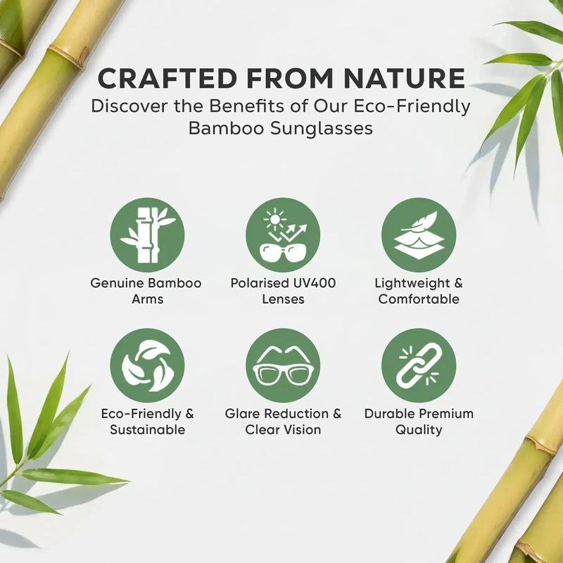 Handmade Black Bamboo Panda Sunglasses with clear Polarised UV400 Lenses Street Panda Clothing