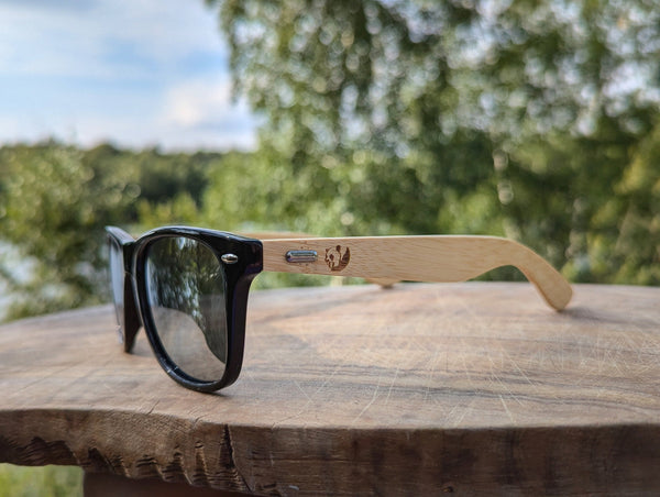Bamboo Panda Sunglasses with Grey Mirrored Polarized lenses and UV400 Protection Street Panda