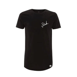 Organic Black Signature Long Tee-uni sex T shirt-Street Panda Clothing