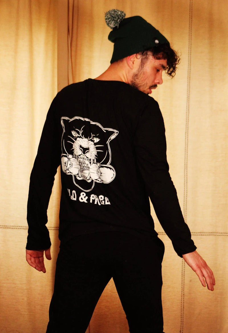 Organic Wild & Free Long Sleeve Unisex Tee-T-shirt-Street Panda Clothing
