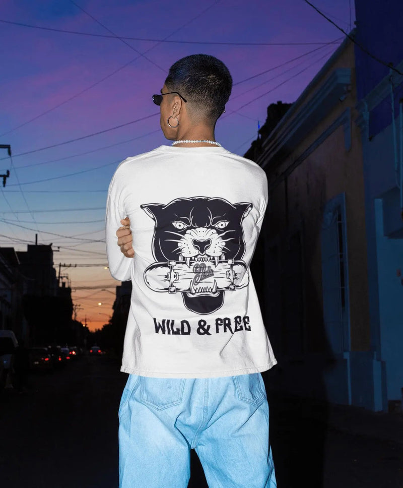 Organic Wild & Free Long Sleeve Unisex Tee-T-shirt-Street Panda Clothing