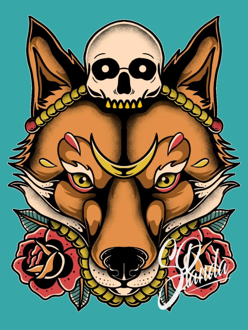 Skull Fox Unisex Tee-t-shirt-Street Panda Clothing