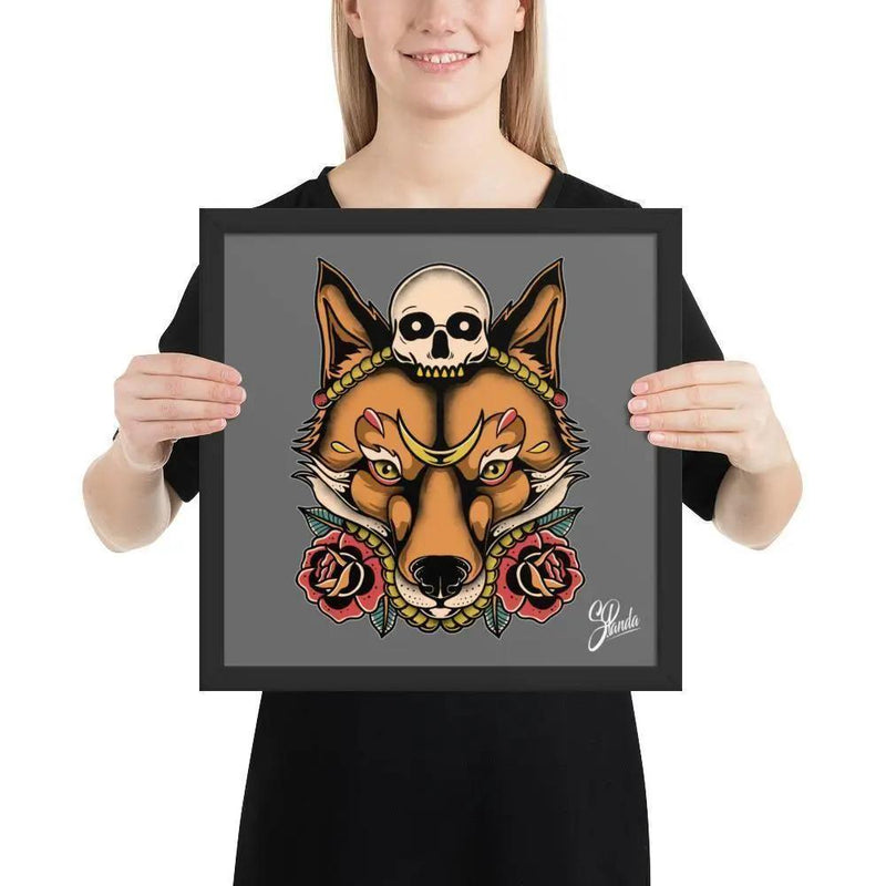 Skull Fox Framed poster-Poster-Street Panda Clothing