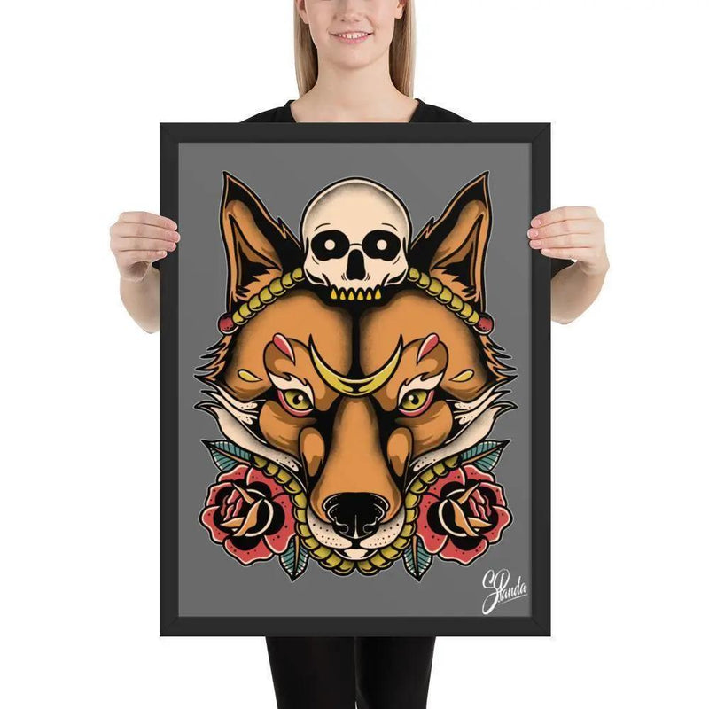 Skull Fox Framed poster-Poster-Street Panda Clothing