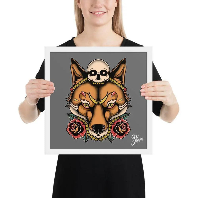Skull Fox Framed poster-Poster-Street Panda Clothing