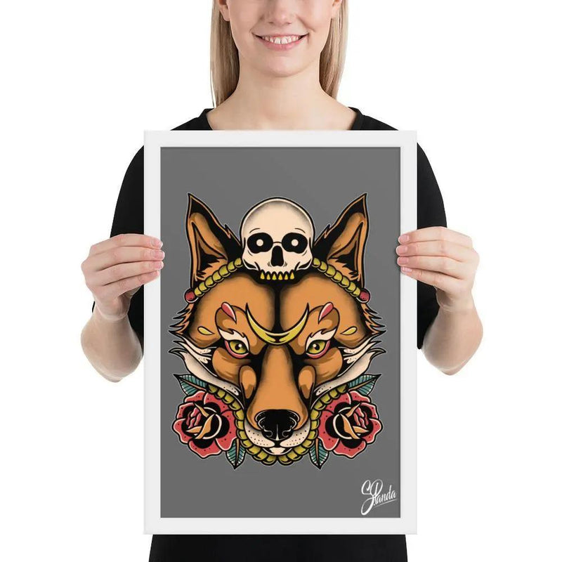 Skull Fox Framed poster-Poster-Street Panda Clothing