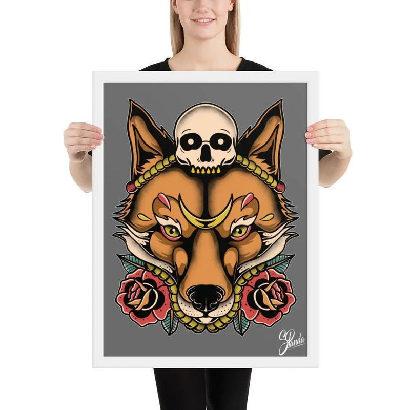 Skull Fox Framed poster-Poster-Street Panda Clothing