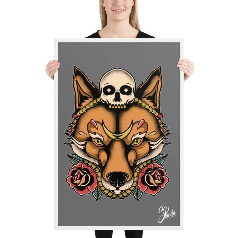 Skull Fox Framed poster-Poster-Street Panda Clothing