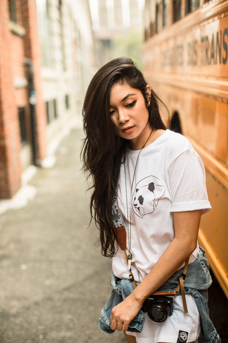 White Classic Panda Unisex Long Tee-Street Panda Clothing