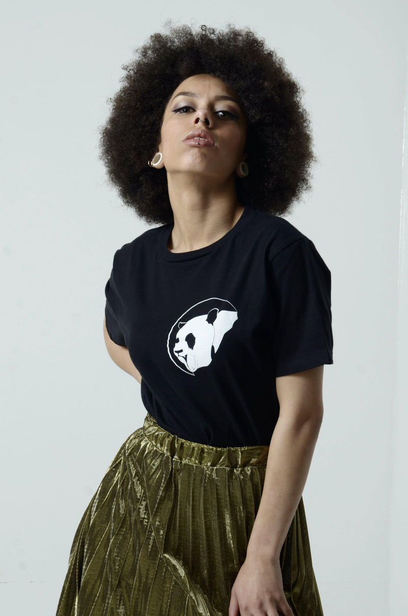 Black Classic Panda Long Tee-Street Panda Clothing