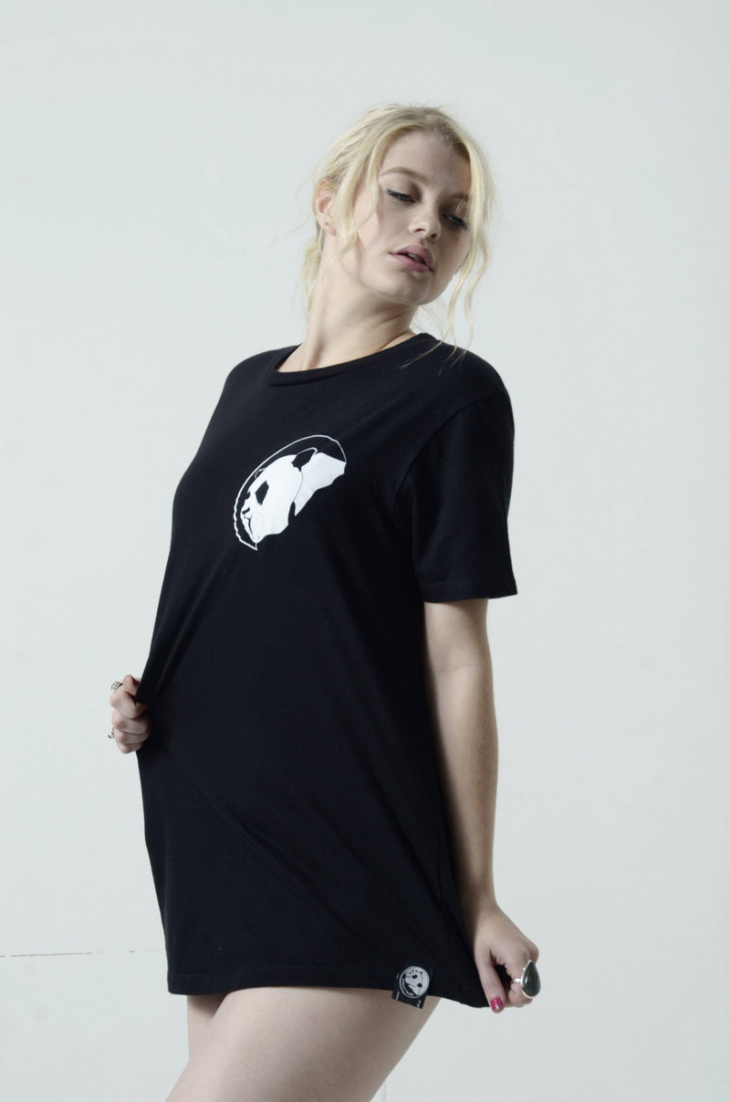 Black Classic Panda Long Tee-Street Panda Clothing