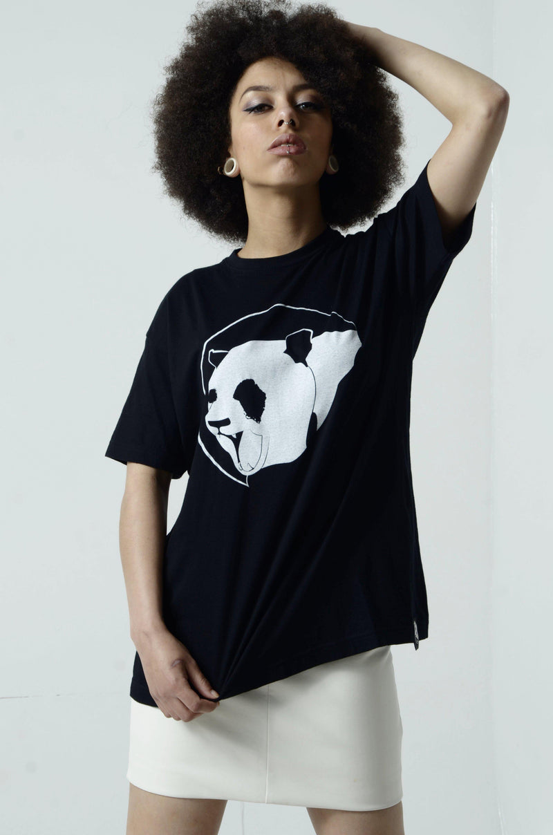 Black Classic Panda Unisex Tee-Street Panda Clothing