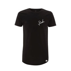 Organic Black Signature Long Tee-uni sex T shirt-Street Panda Clothing