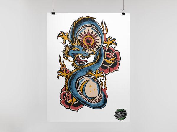 Sun and Moon Dragon Poster