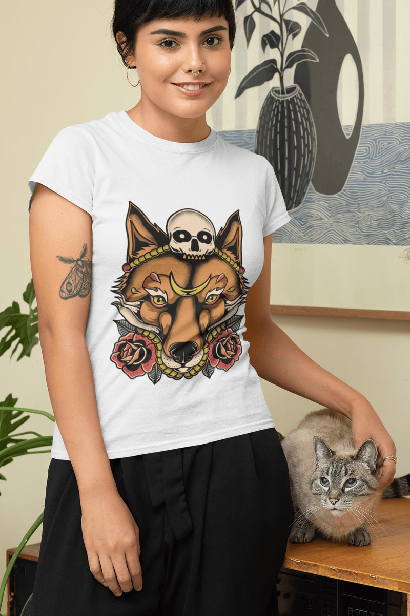 Skull Fox Unisex Tee-t-shirt-Street Panda Clothing